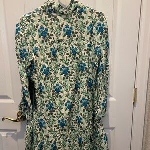 Tuckernuck Blue and Green Floral Long Sleeve Dress